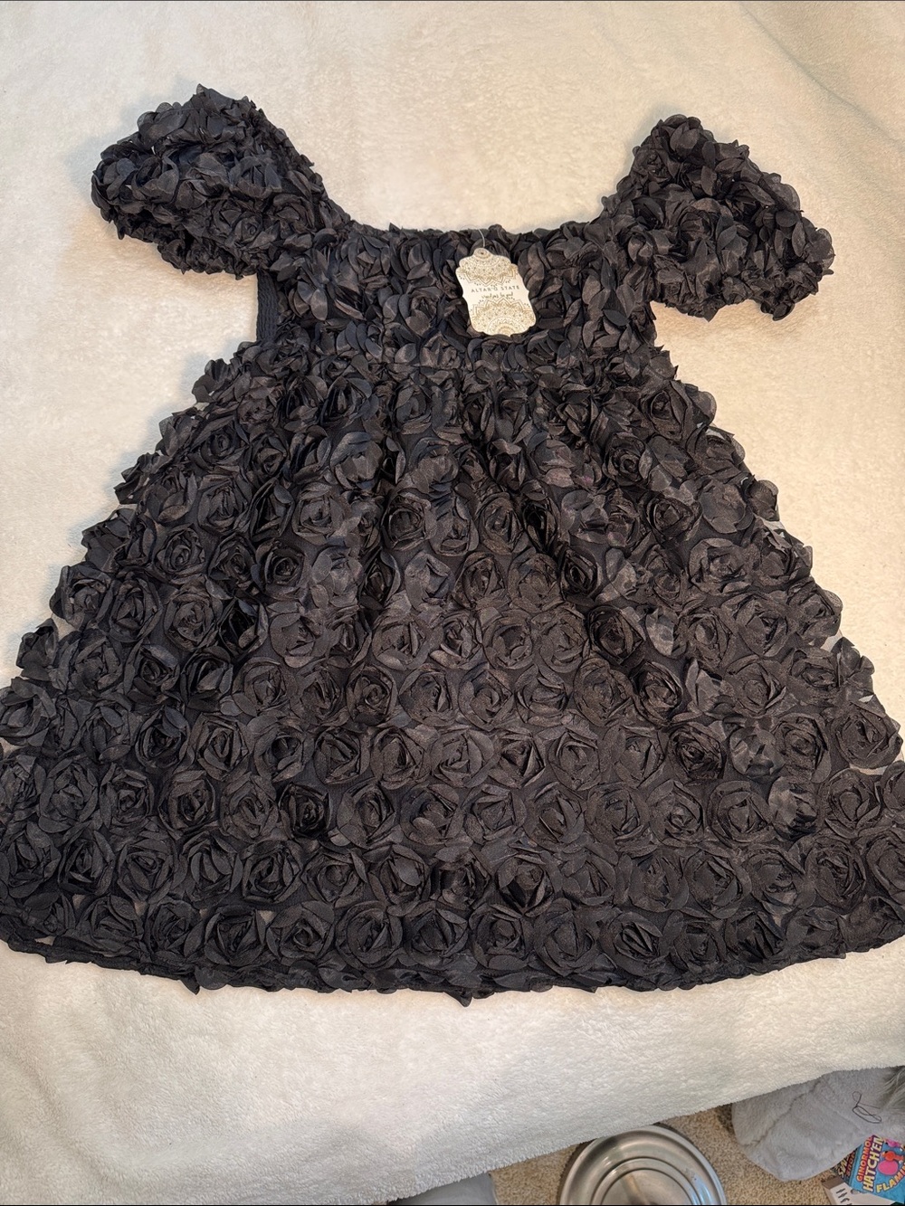 NWT Altar'd State off/on shoulder black floral-textured party dress. S.